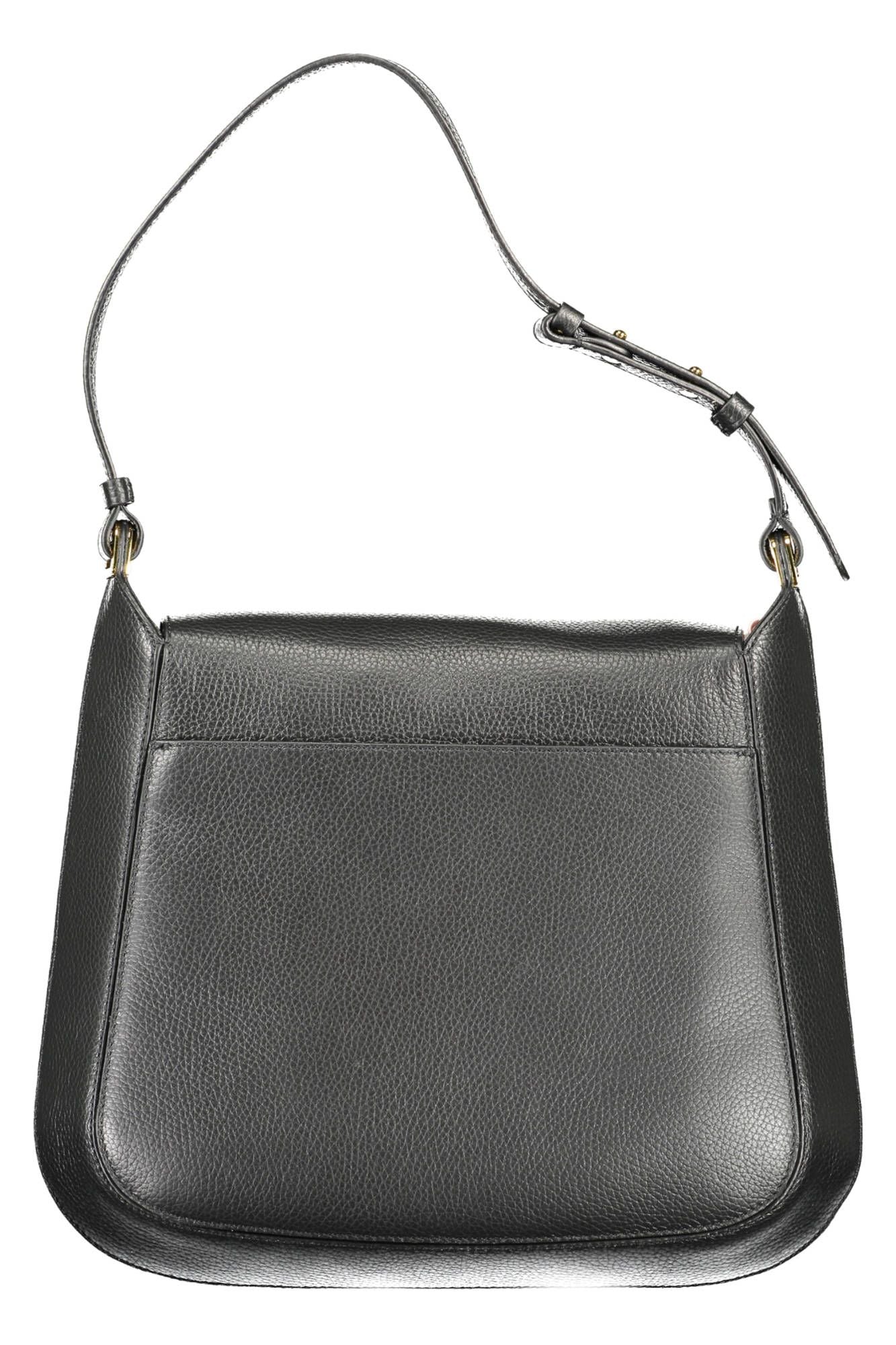 Elegant Leather Shoulder Bag with Turn Lock Closure