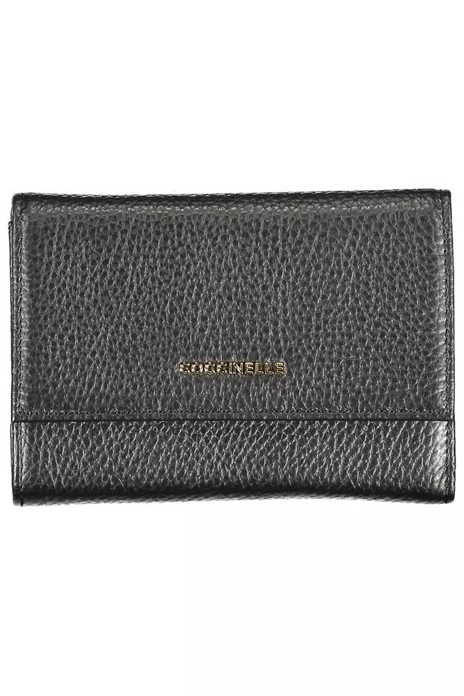 Chic Black Leather Wallet with Multiple Compartments