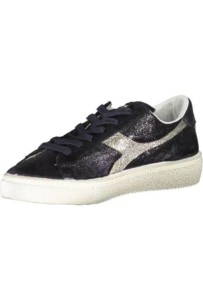 Elegant Black Lace-Up Sneakers with Contrasting Details - Divitiae Glamour