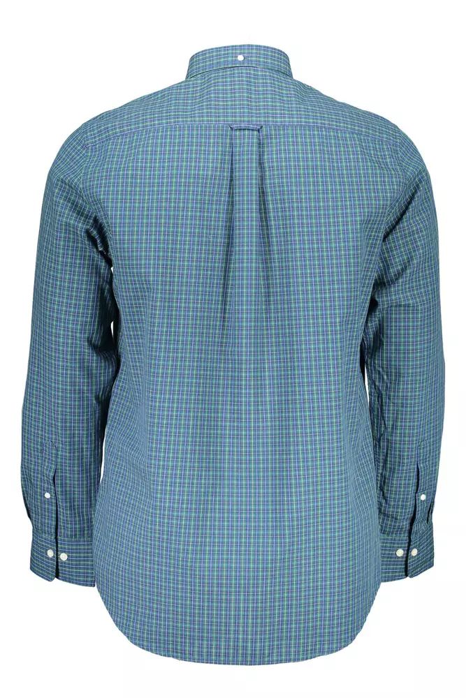 Elegant Blue Long Sleeve Cotton Blend Shirt - Divitiae Glamour