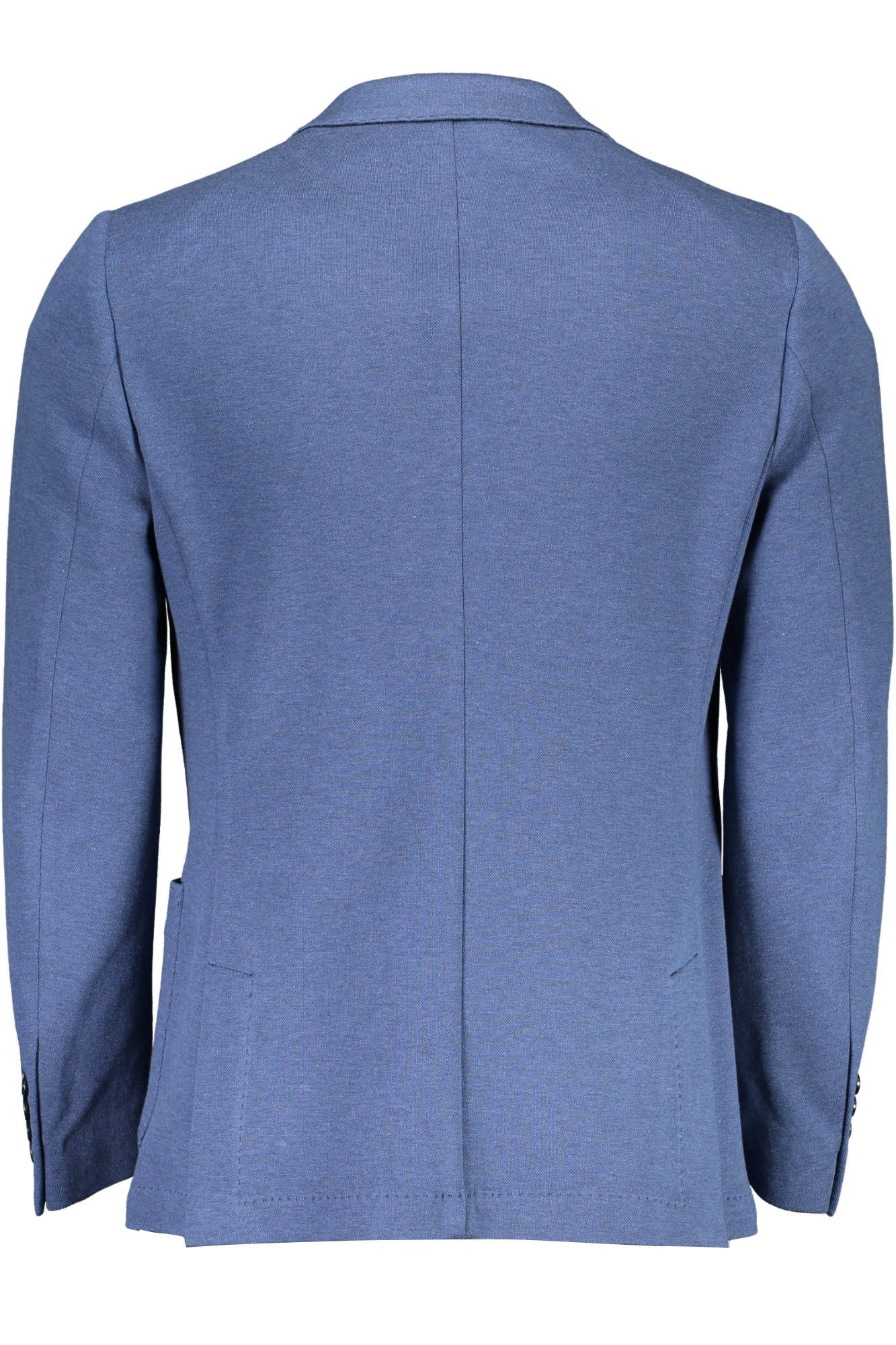 Elegant Cotton Blend Blue Jacket - Divitiae Glamour