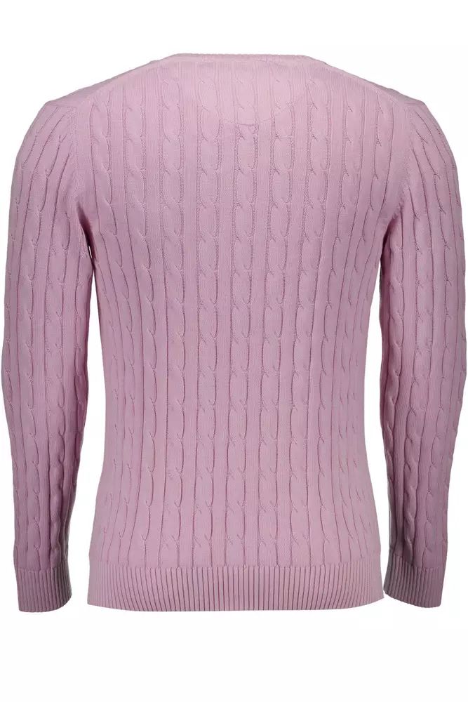 Chic Pink Braided Stitch Sweater for Men
