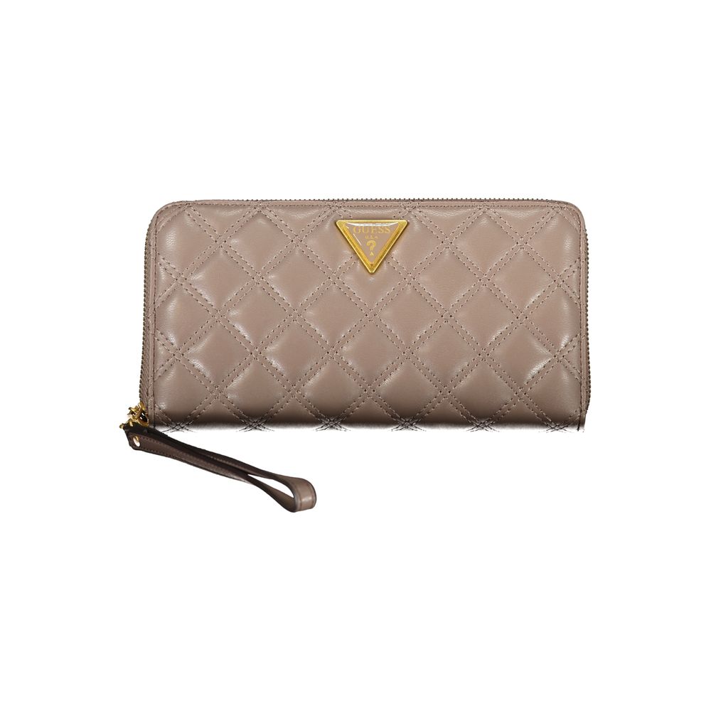 Elegant Beige Zip Wallet with Chic Detailing