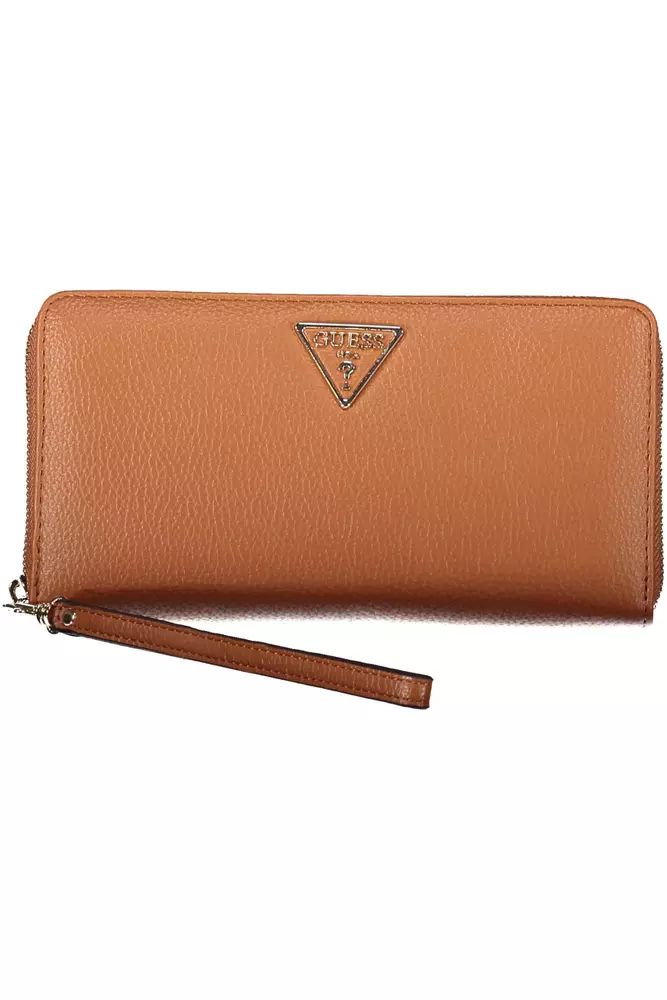 Chic Brown Polyethylene Wallet with Coin Purse