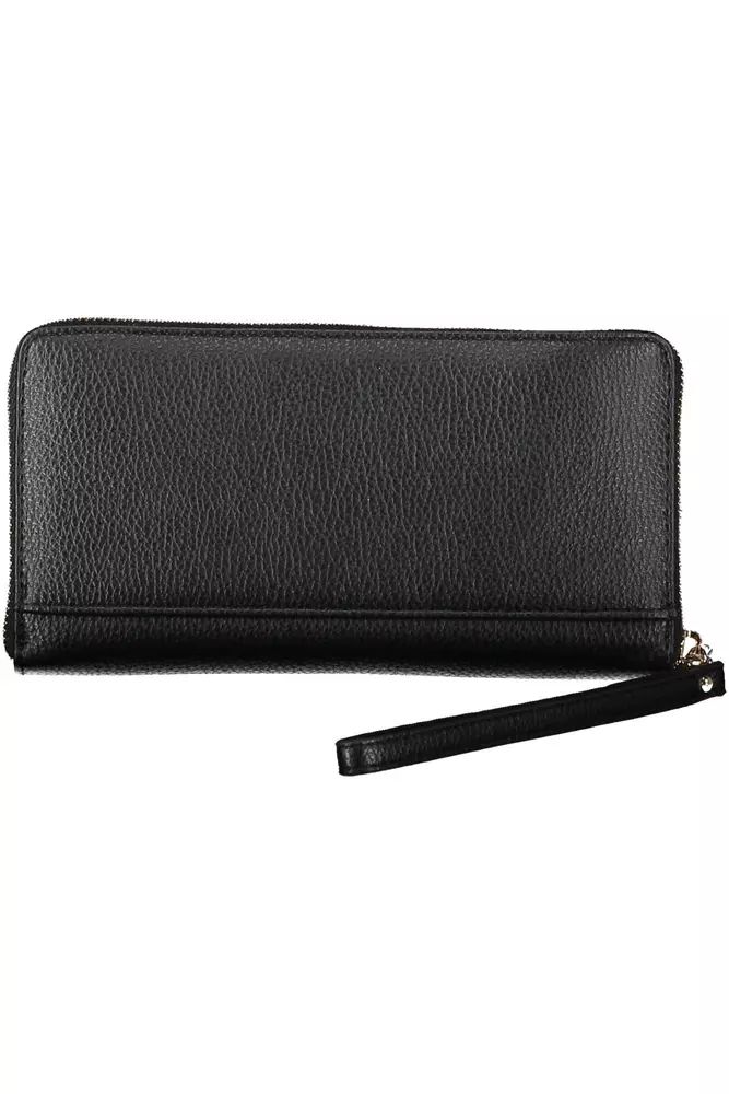 Chic Black Polyethylene Wallet with Coin Purse