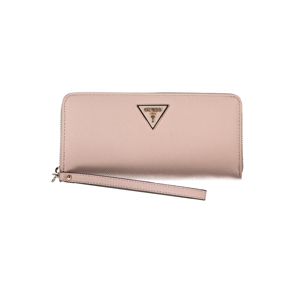 Chic Pink Four-Compartment Wallet with Zip Closure