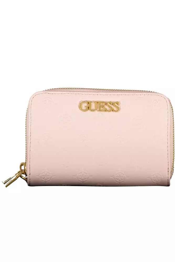 Chic Pink Double Compartment Wallet with Logo Detail