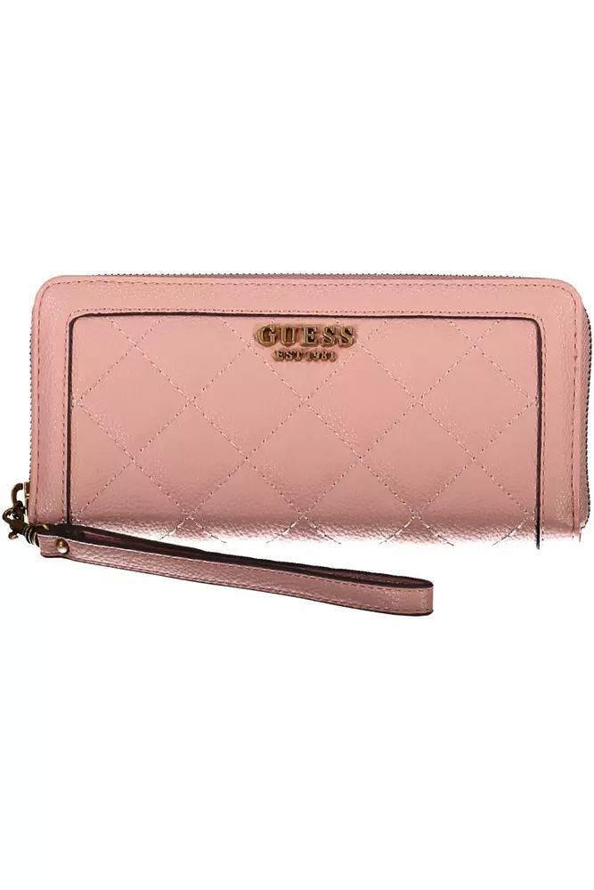 Chic Pink Wallet with Contrast Zip & Logo