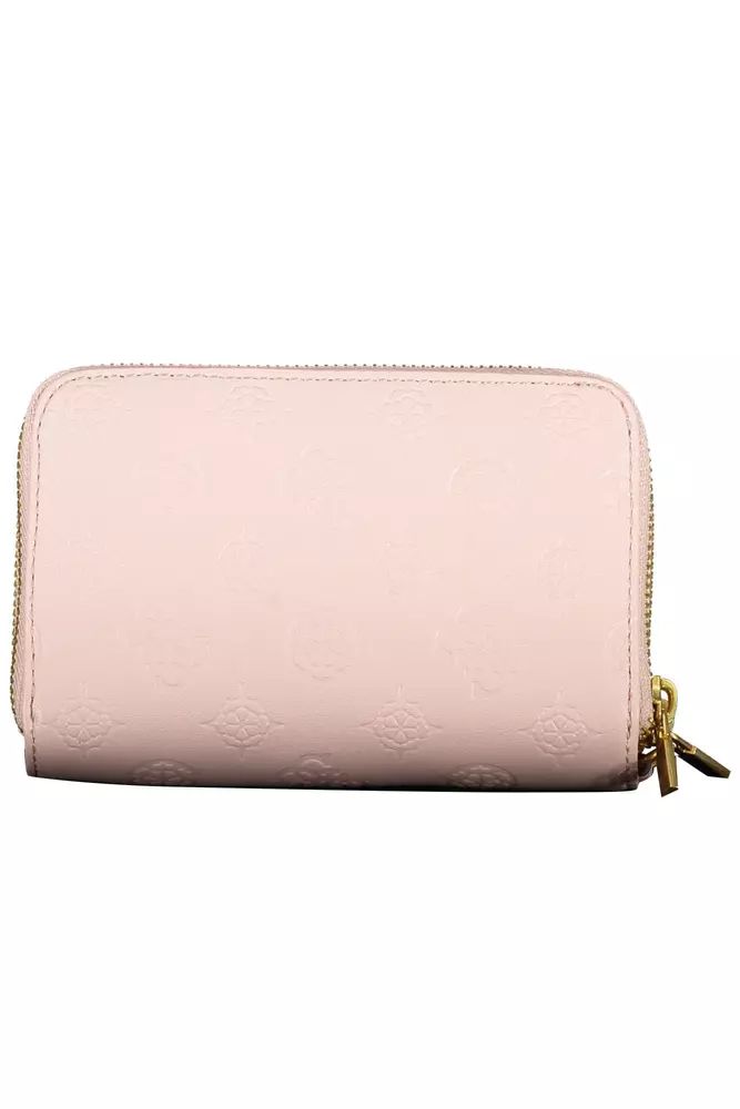 Chic Pink Double Compartment Wallet with Logo Detail