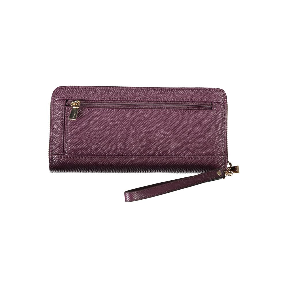 Elegant Purple Zip Closure Wallet with Logo Detail