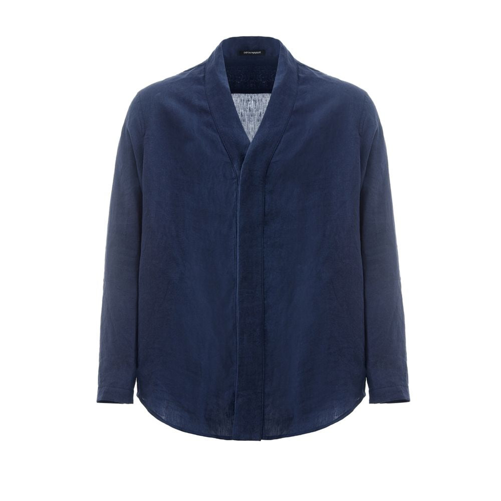 Elegant Blue Linen Men's Jacket