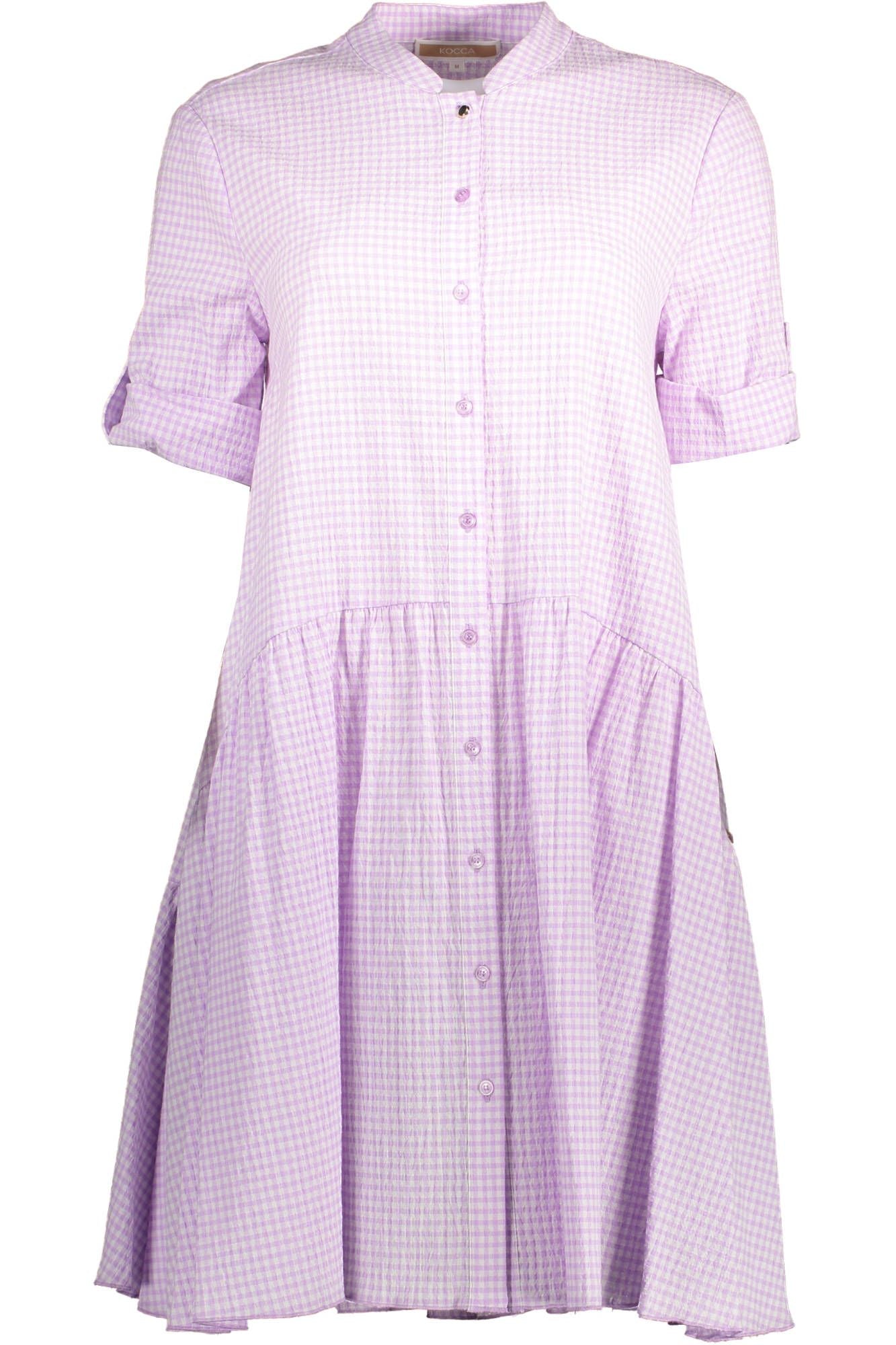 Chic Pink Cotton Dress with Versatile Sleeves
