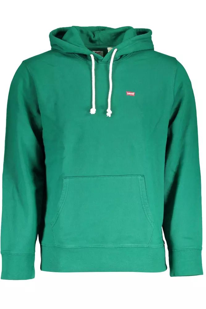 Green Cotton Hooded Sweatshirt with Logo - Divitiae Glamour
