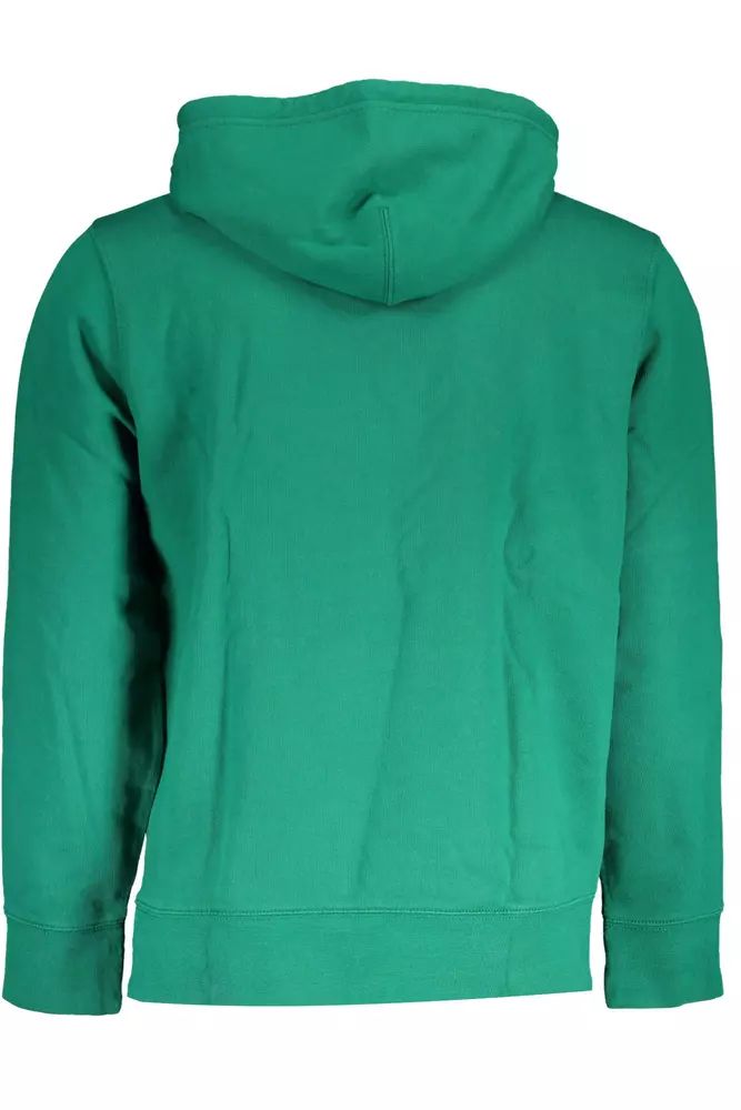 Green Cotton Hooded Sweatshirt with Logo - Divitiae Glamour