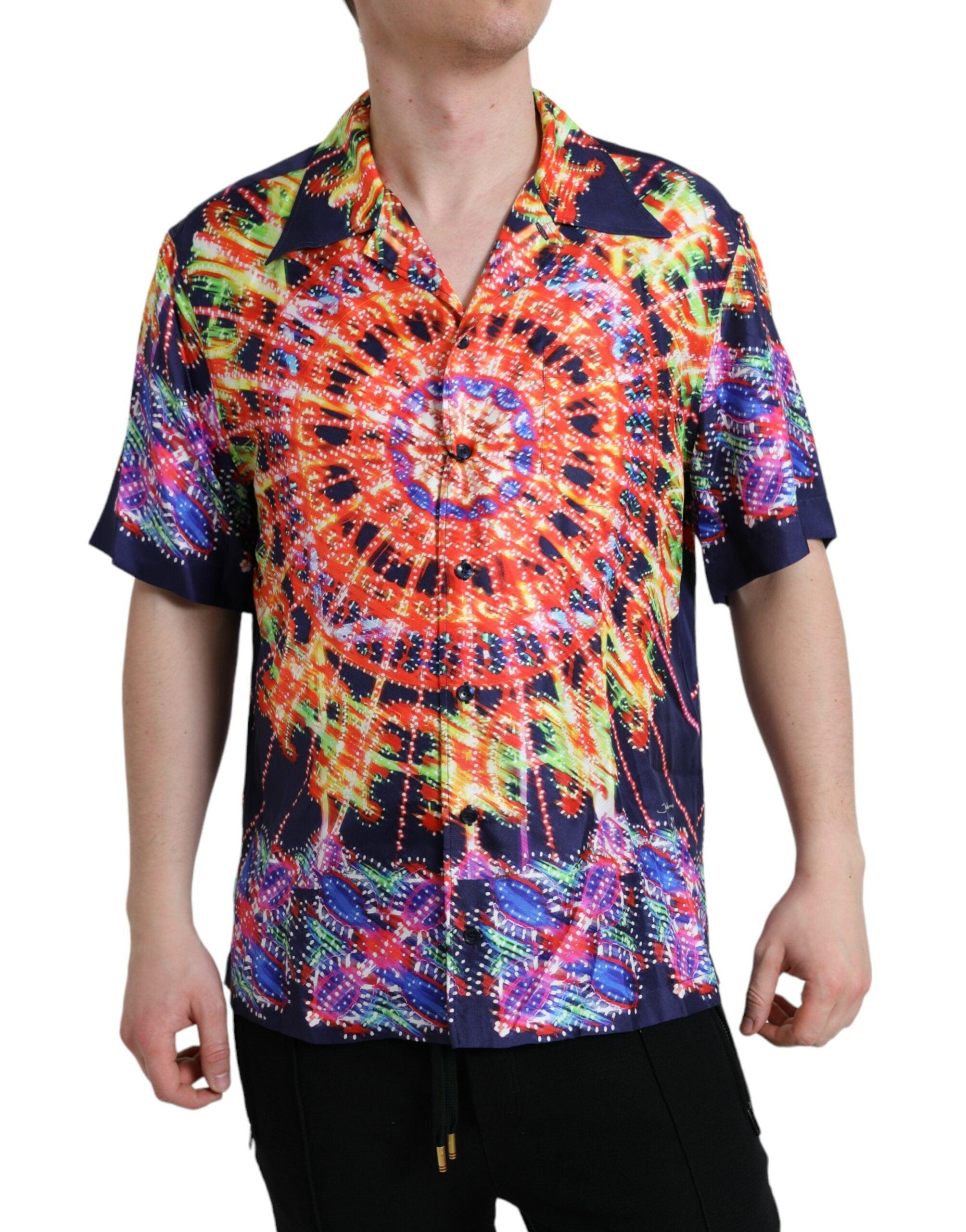 Multicolor Luminarie Silk Casual Shirt - Divitiae Glamour