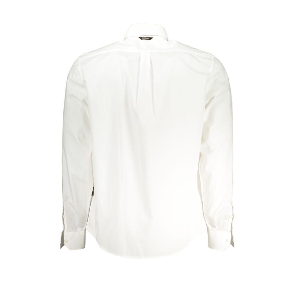 Elegant White Cotton Long-Sleeved Shirt