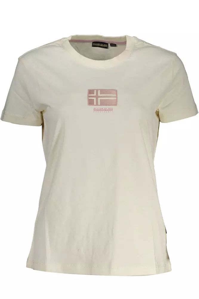 Chic White Logo Tee with Unique Print