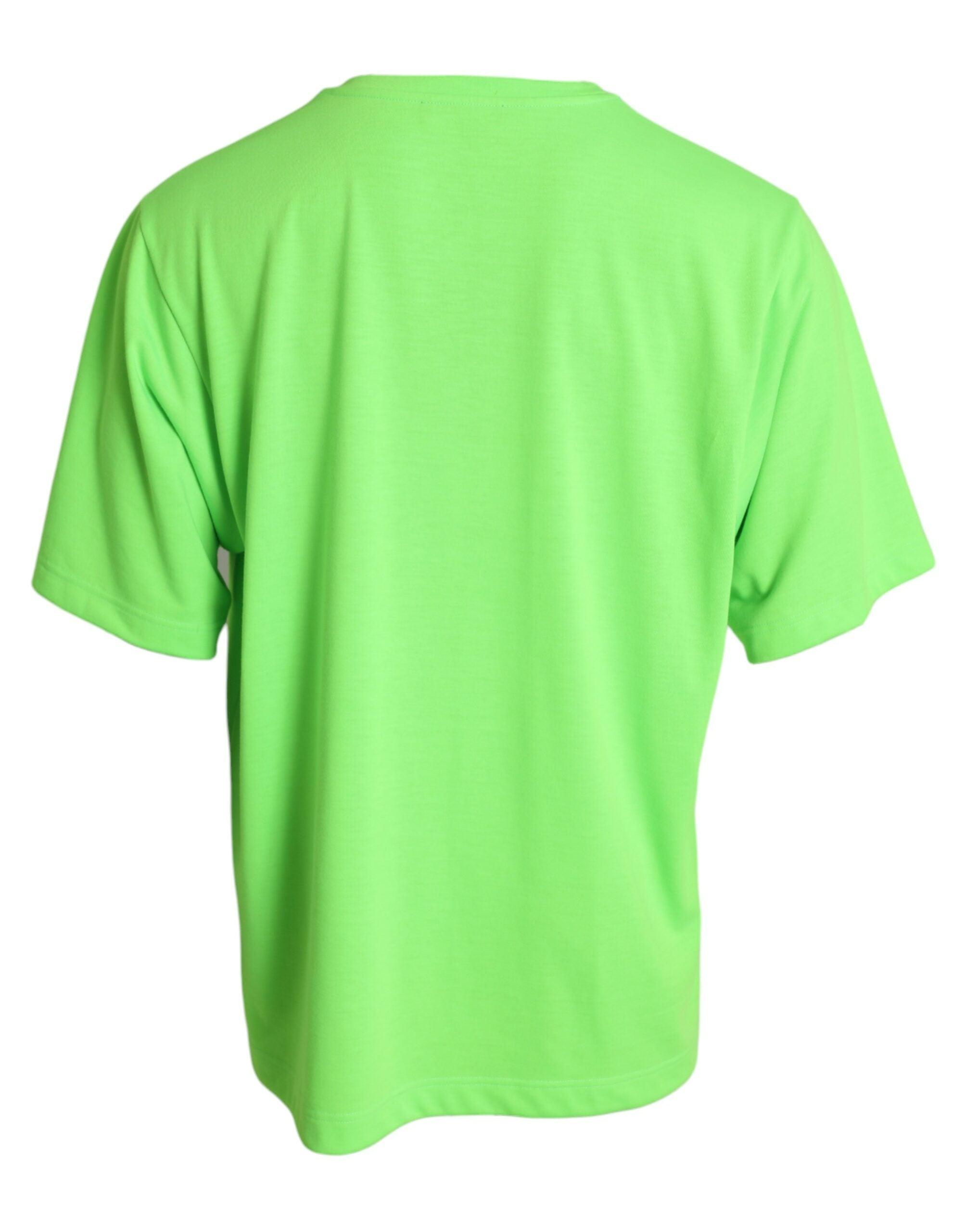 Neon Green Embossed Logo Crew Neck T-shirt - Divitiae Glamour