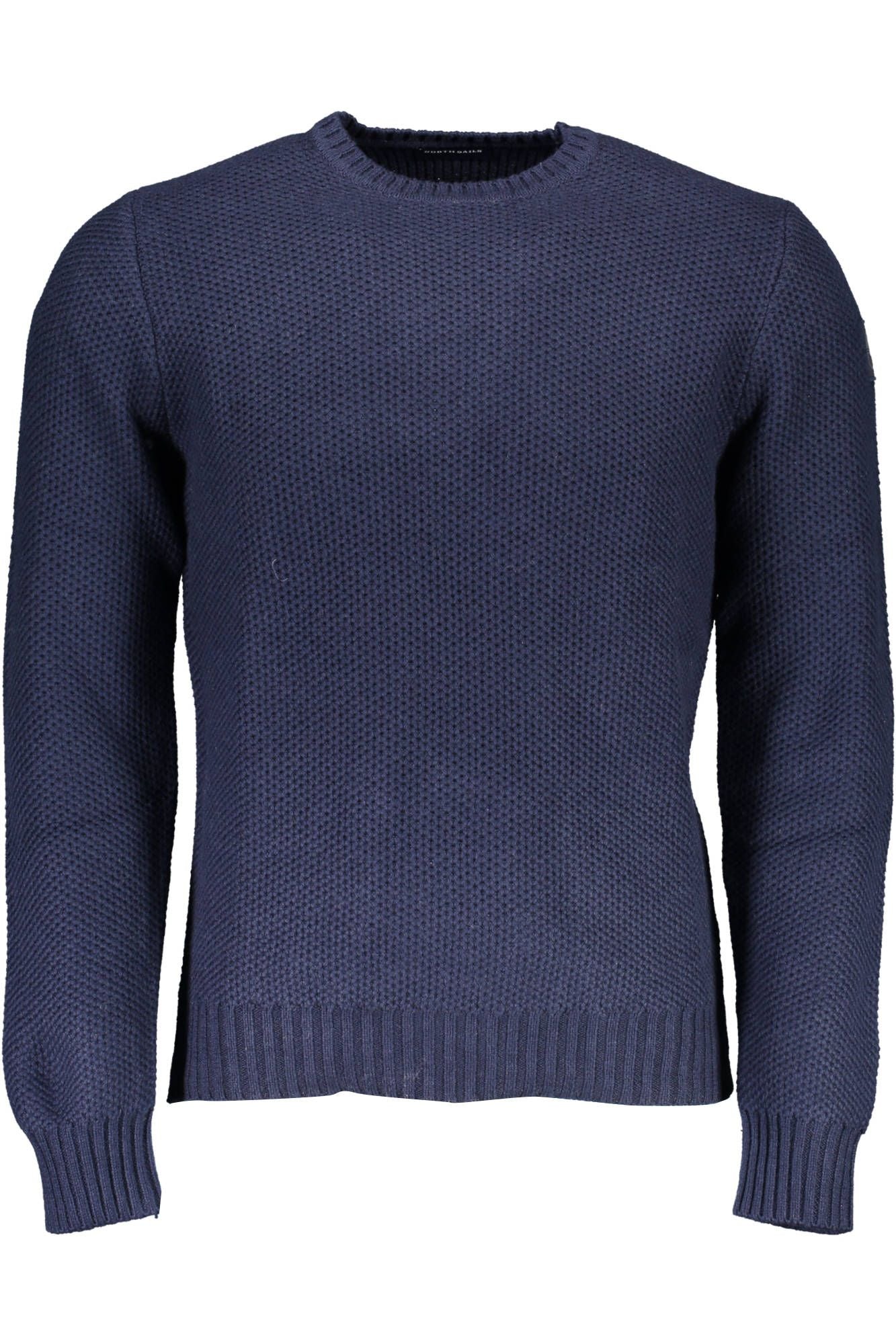 Blue Round Neck Sweater with Contrasting Details