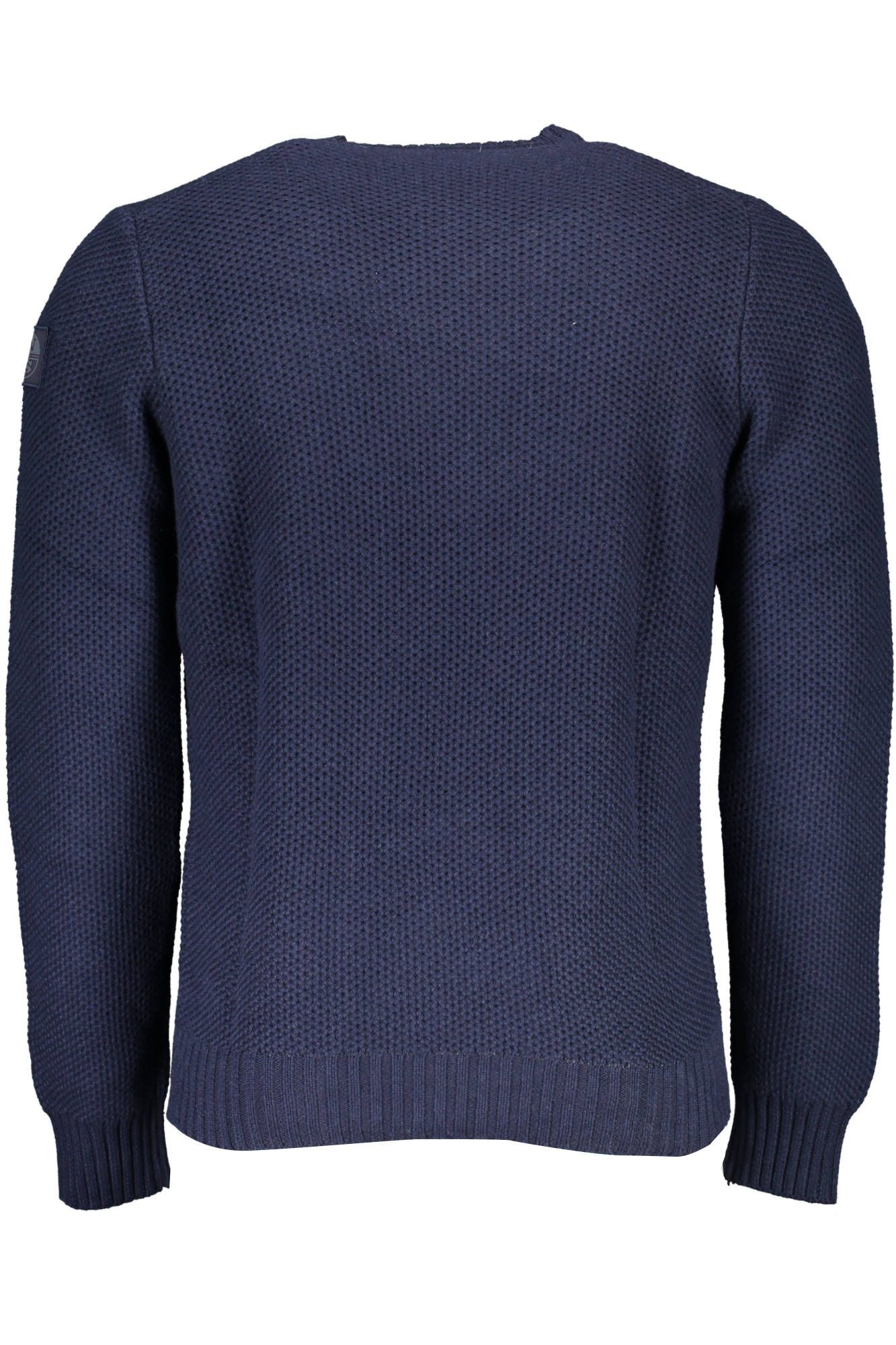 Blue Round Neck Sweater with Contrasting Details