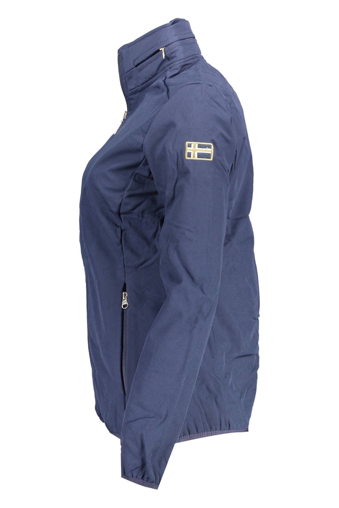 Chic Blue Sportswear Jacket with Removable Hood