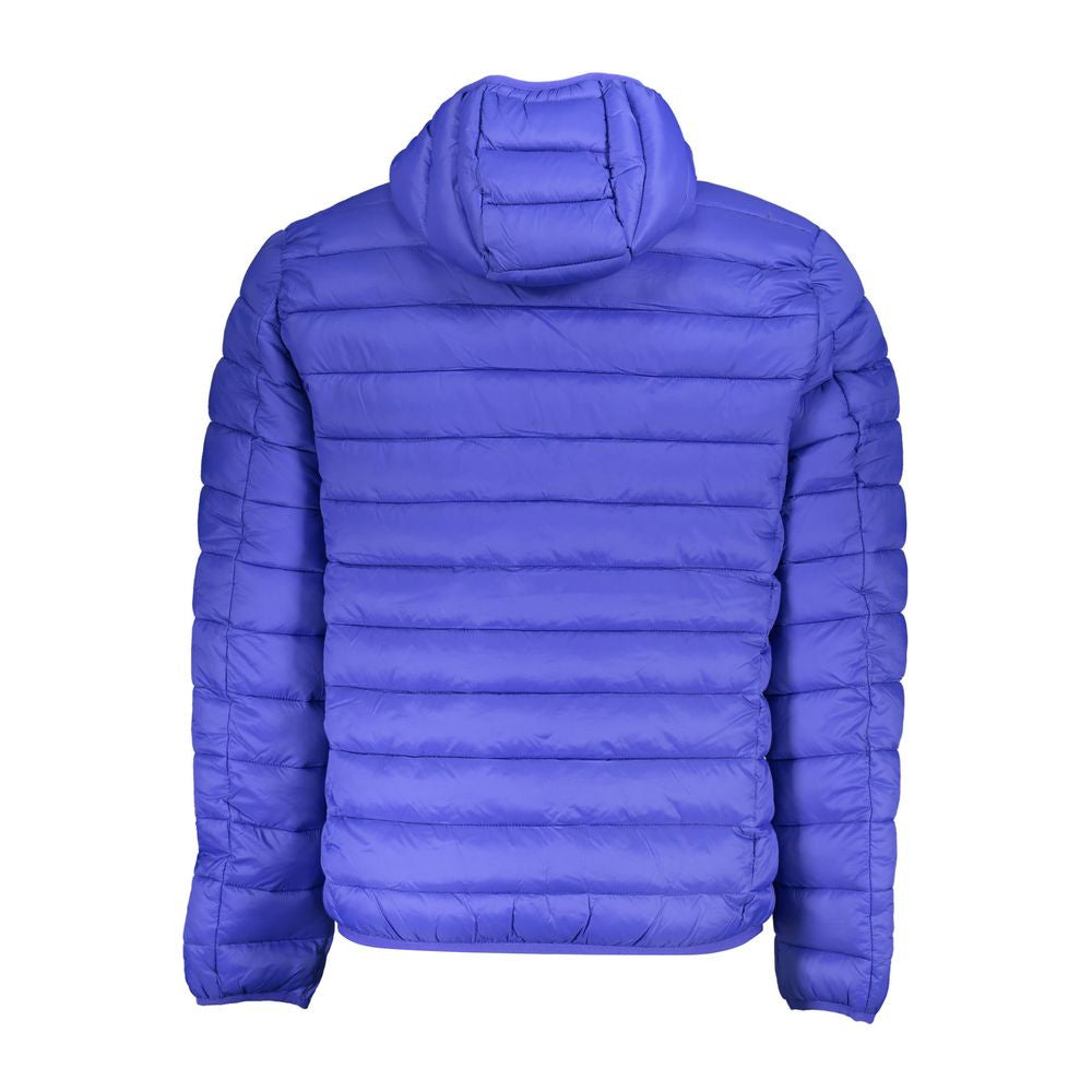 Chic Blue Polyamide Hooded Jacket