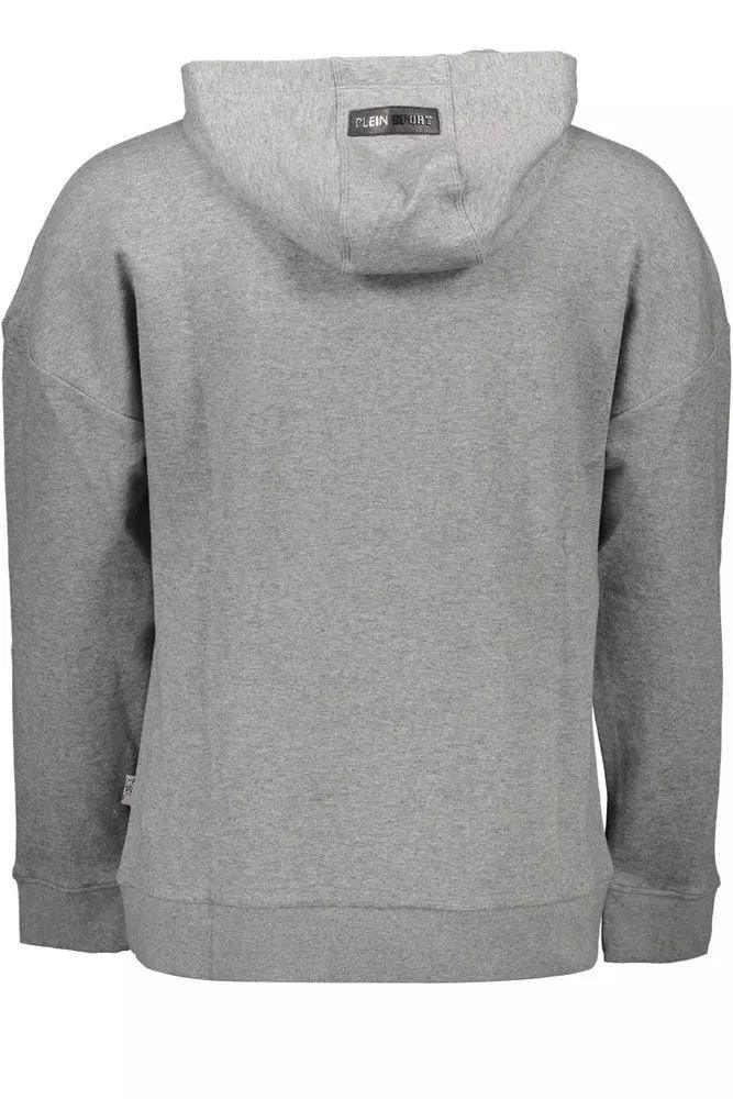Chic Gray Long-Sleeved Hooded Sweatshirt - Divitiae Glamour