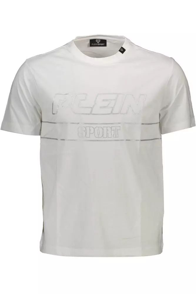 Pristine White Cotton Tee with Bold Accents
