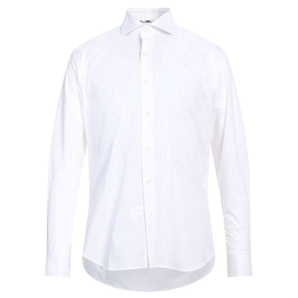 Sophisticated White Cotton Shirt with Embroidered Logo - Divitiae Glamour