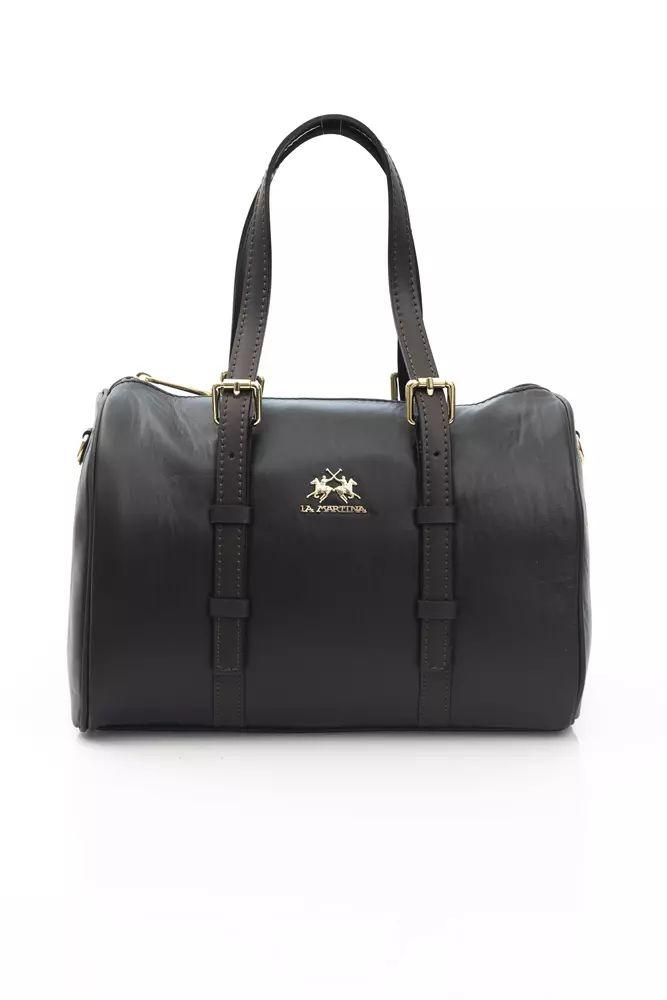 Elegant Black Leather Crossbody Bag - Divitiae Glamour