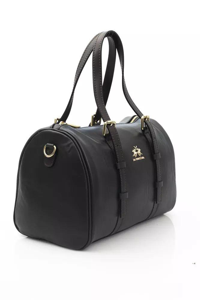 Elegant Black Leather Crossbody Bag - Divitiae Glamour