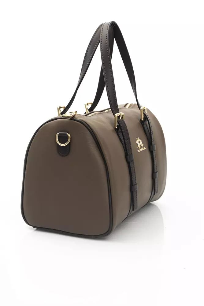 Elegant Calf Leather Crossbody Bag in Rich Brown - Divitiae Glamour