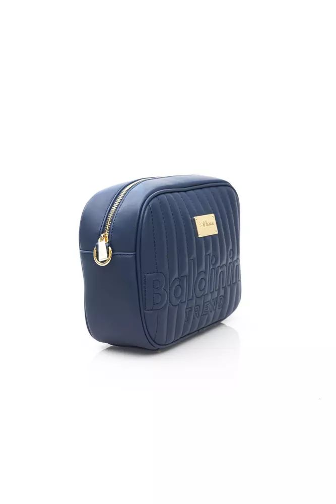 Elegant Blue Shoulder Bag with Golden Accents - Divitiae Glamour