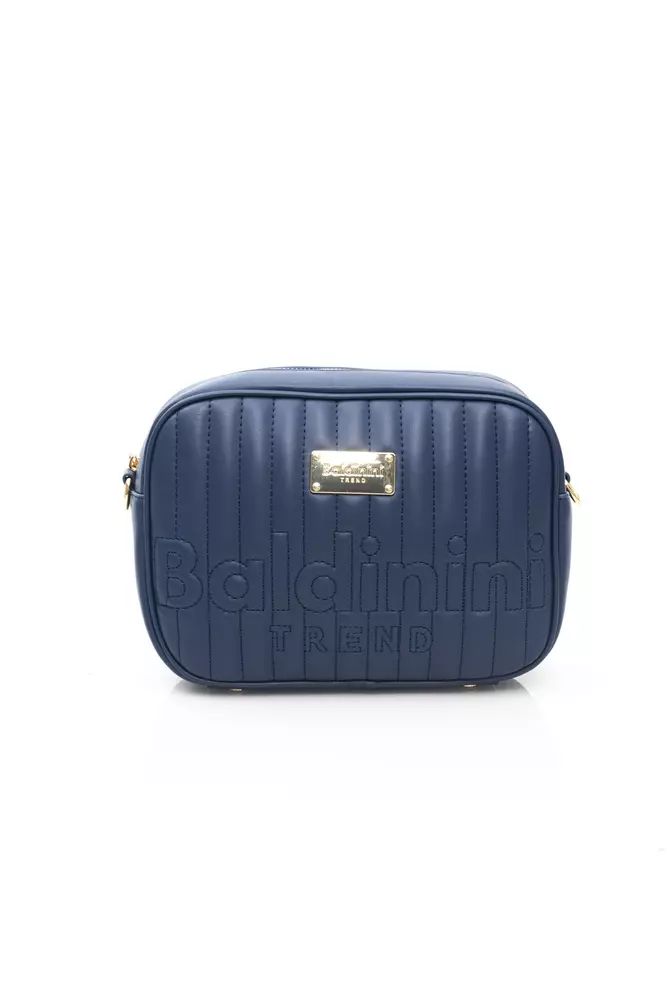 Elegant Blue Shoulder Bag with Golden Accents - Divitiae Glamour
