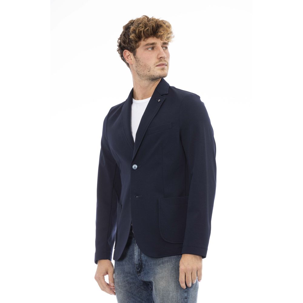 Elegant Blue Fabric Jacket for Men - Divitiae Glamour