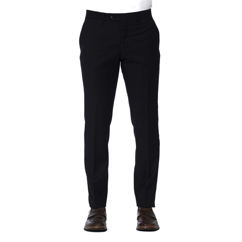 Chic Blue Polyester Trousers for Men - Divitiae Glamour