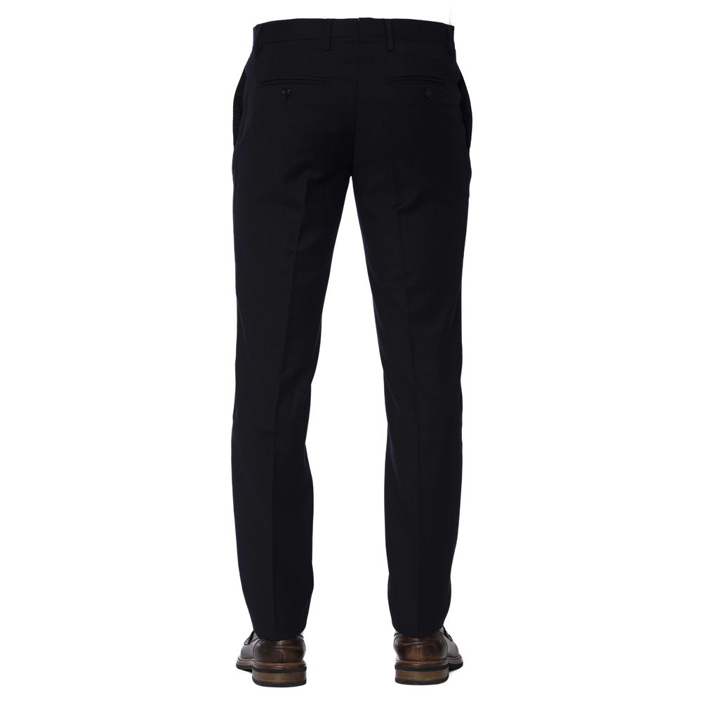 Chic Blue Polyester Trousers for Men - Divitiae Glamour