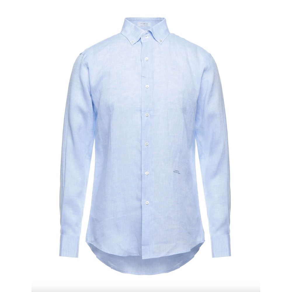 Elegant Light Blue Linen Shirt - Divitiae Glamour