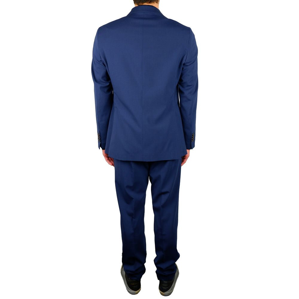 Elegant Blue Wool Blend Two-Piece Suit - Divitiae Glamour