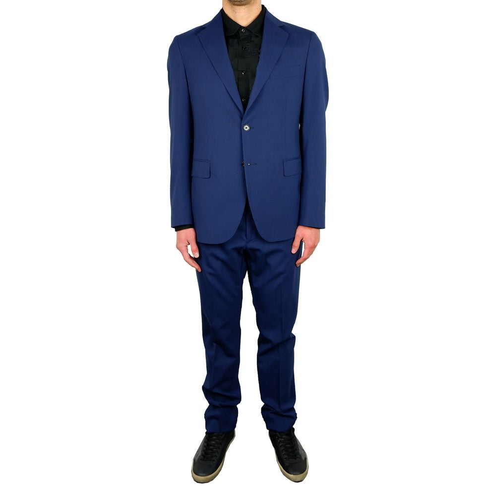 Elegant Blue Wool Blend Two-Piece Suit - Divitiae Glamour