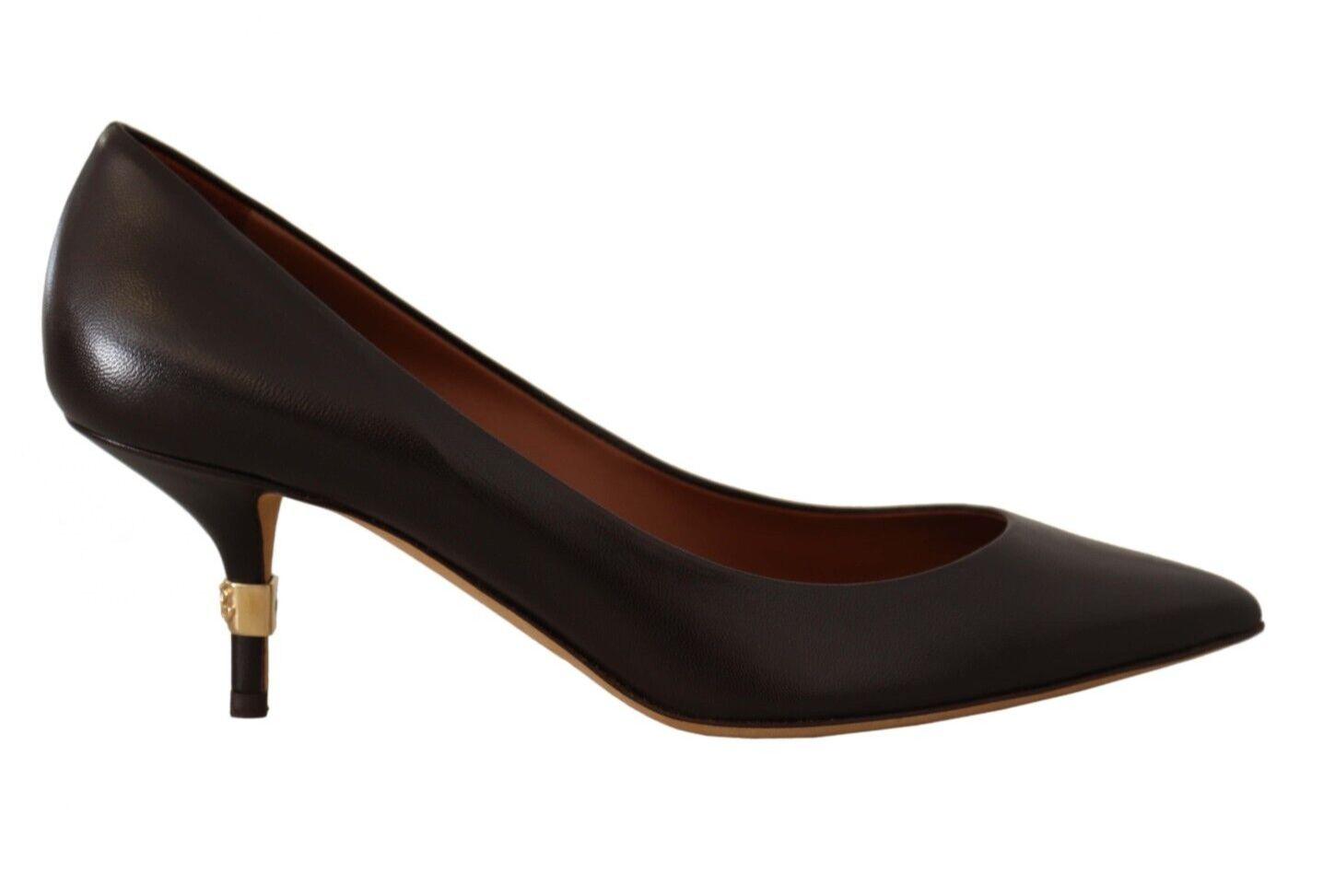 Elegant Brown Leather Heels Pumps - Divitiae Glamour
