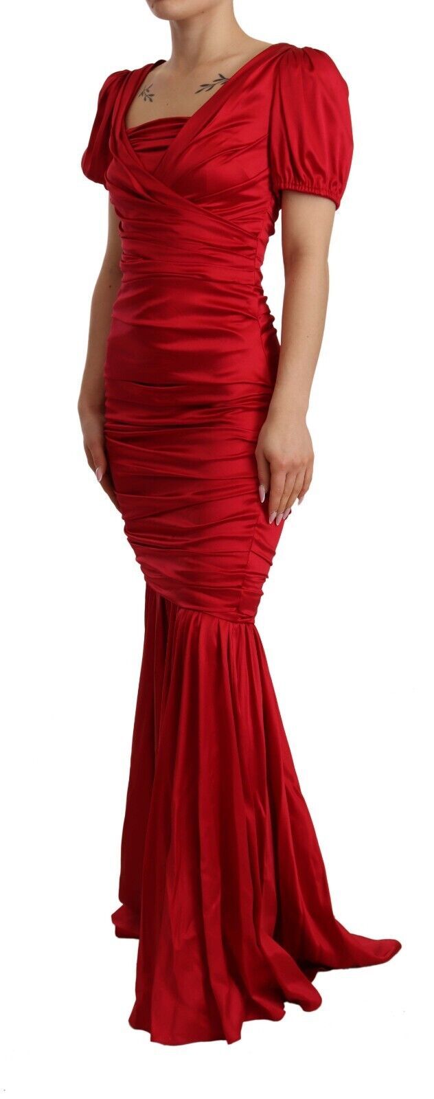 Elegant Red Silk Stretch Mermaid Dress - Divitiae Glamour