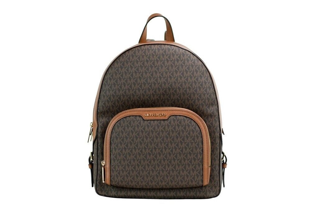 Jaycee Large Brown Signature PVC Shoulder Backpack Bookbag - Divitiae Glamour