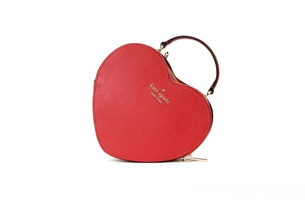 Love Shack Candied Cherry Saffiano Top Handle Heart Crossbody Handbag Red - Divitiae Glamour