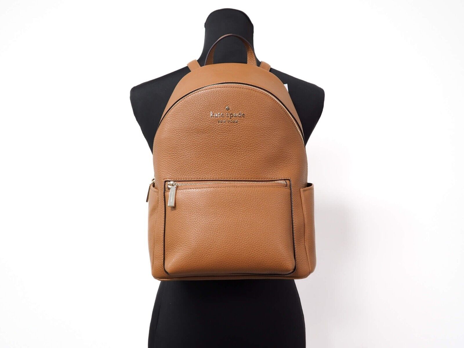 Leila Medium Warm Gingerbread Pebbled Leather Backpack Bookbag - Divitiae Glamour
