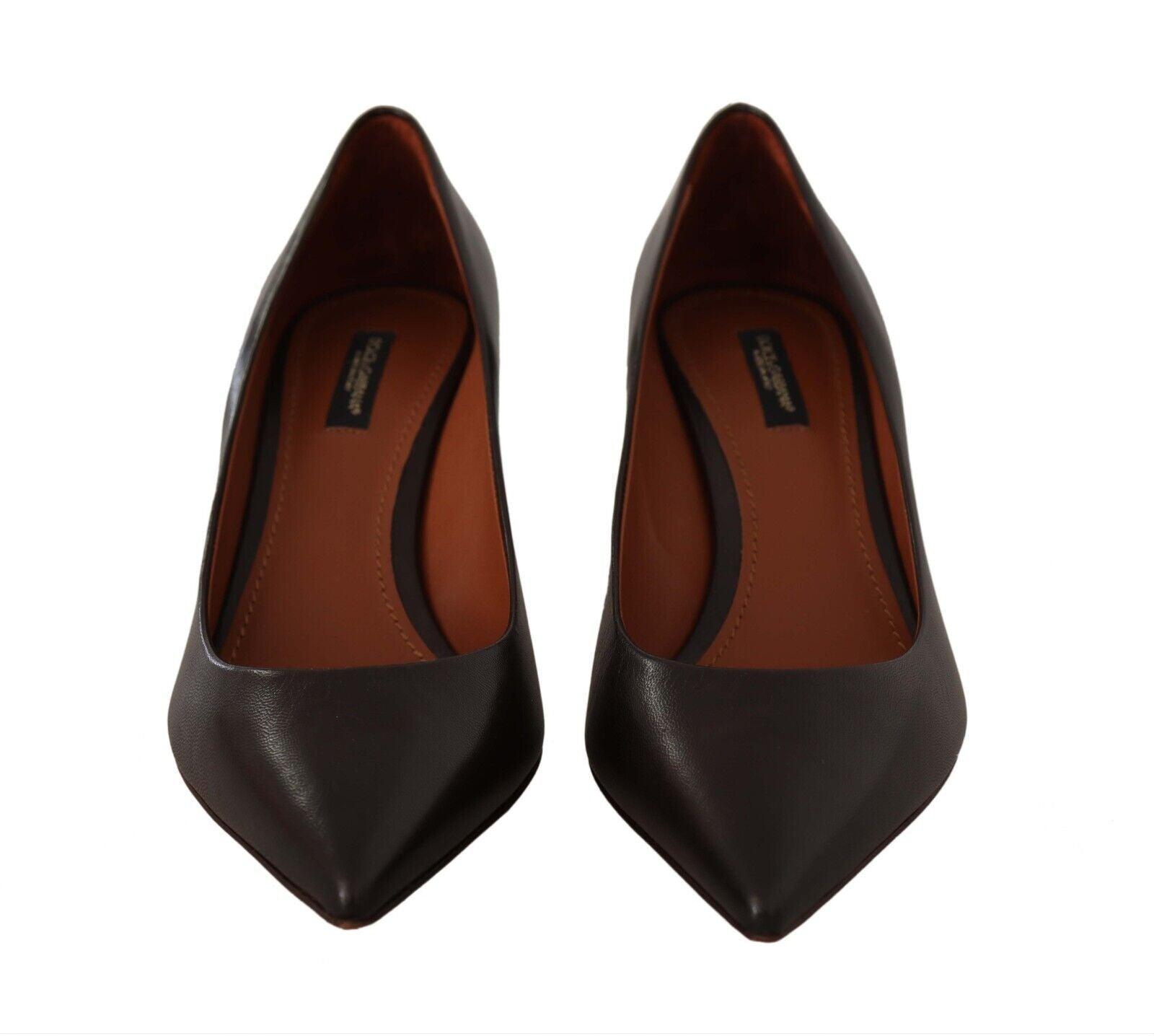 Elegant Brown Leather Heels Pumps - Divitiae Glamour