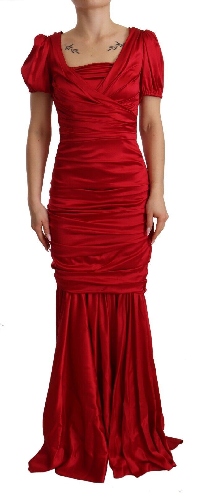 Elegant Red Silk Stretch Mermaid Dress - Divitiae Glamour