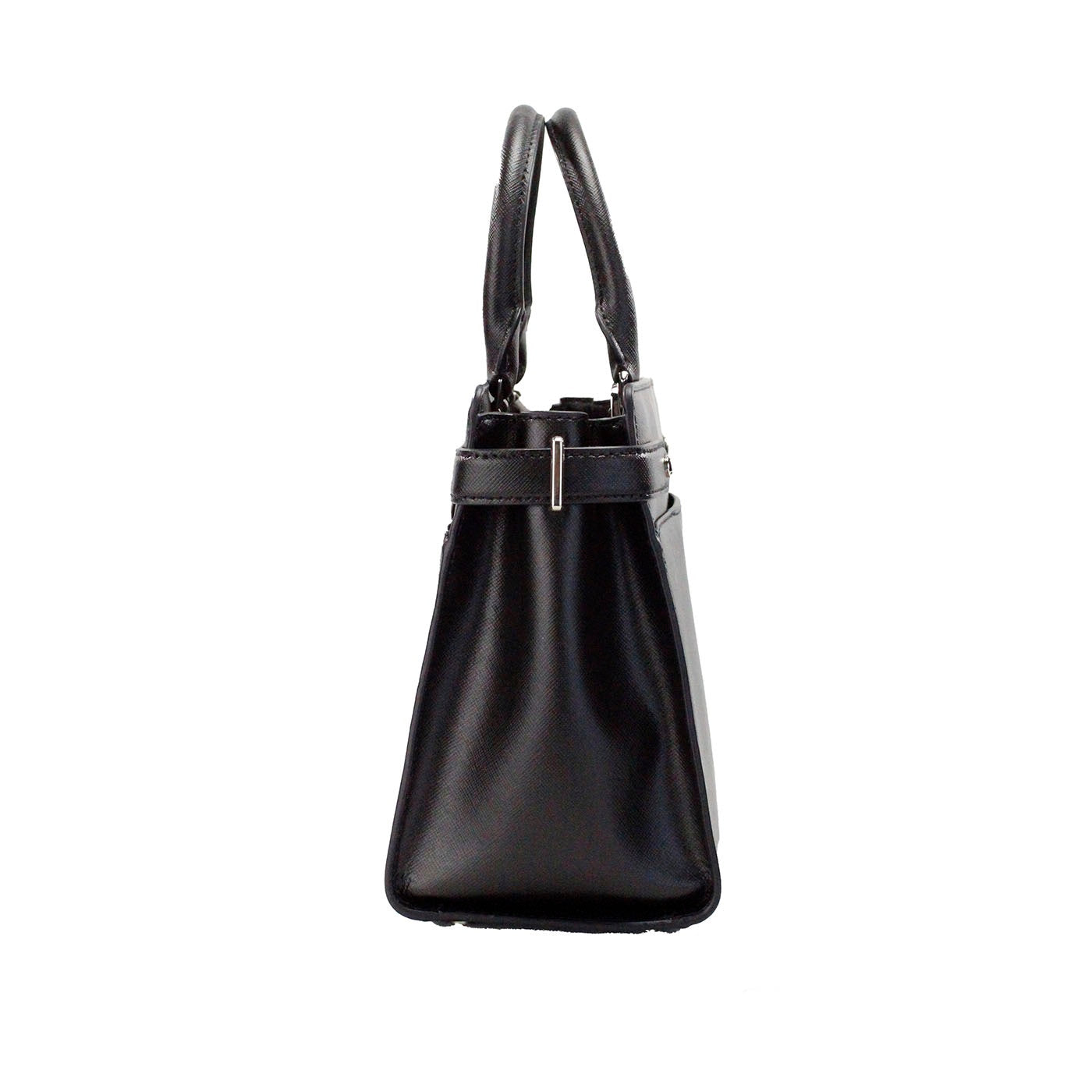 Staci Medium Black Saffiano Leather Crossbody Satchel Bag Handbag - Divitiae Glamour