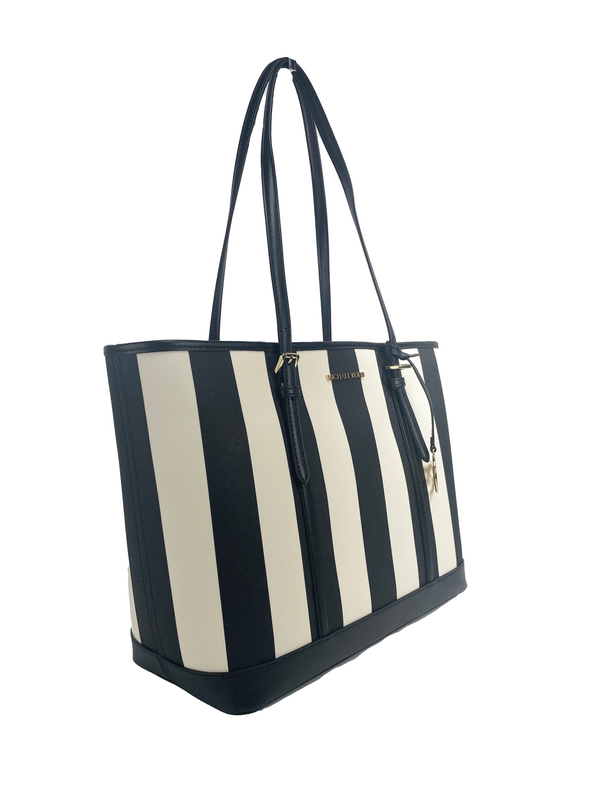 Jet Set Travel Large TZ Shoulder PVC Tote Bag Purse Black Multi - Divitiae Glamour