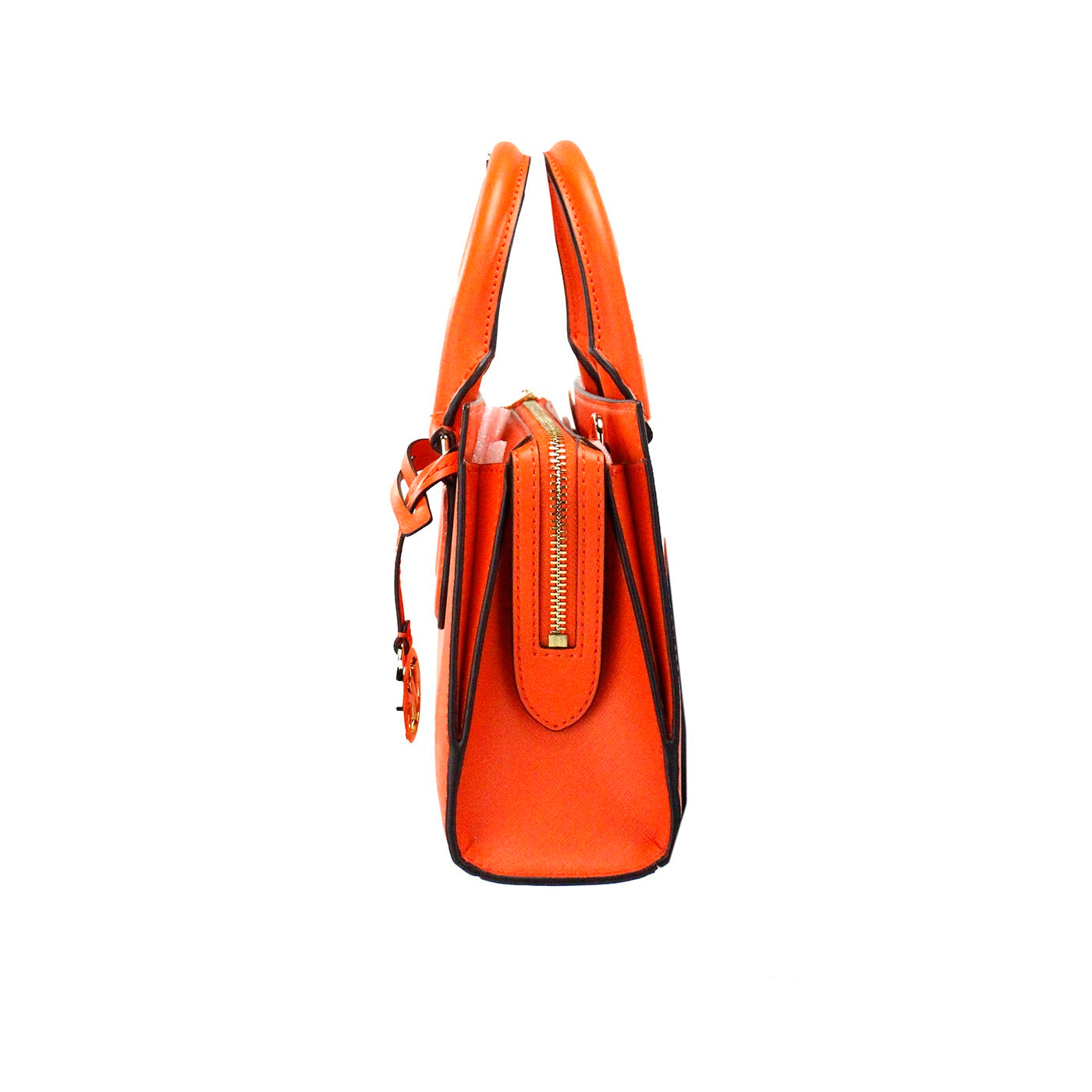 Sheila Small Poppy Vegan Leather Center Zip Satchel Purse Bag - Divitiae Glamour